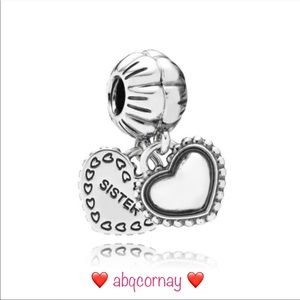 EUC Pandora 791383 Sterling Silver My Special Sister Family Heart Dangle Charm